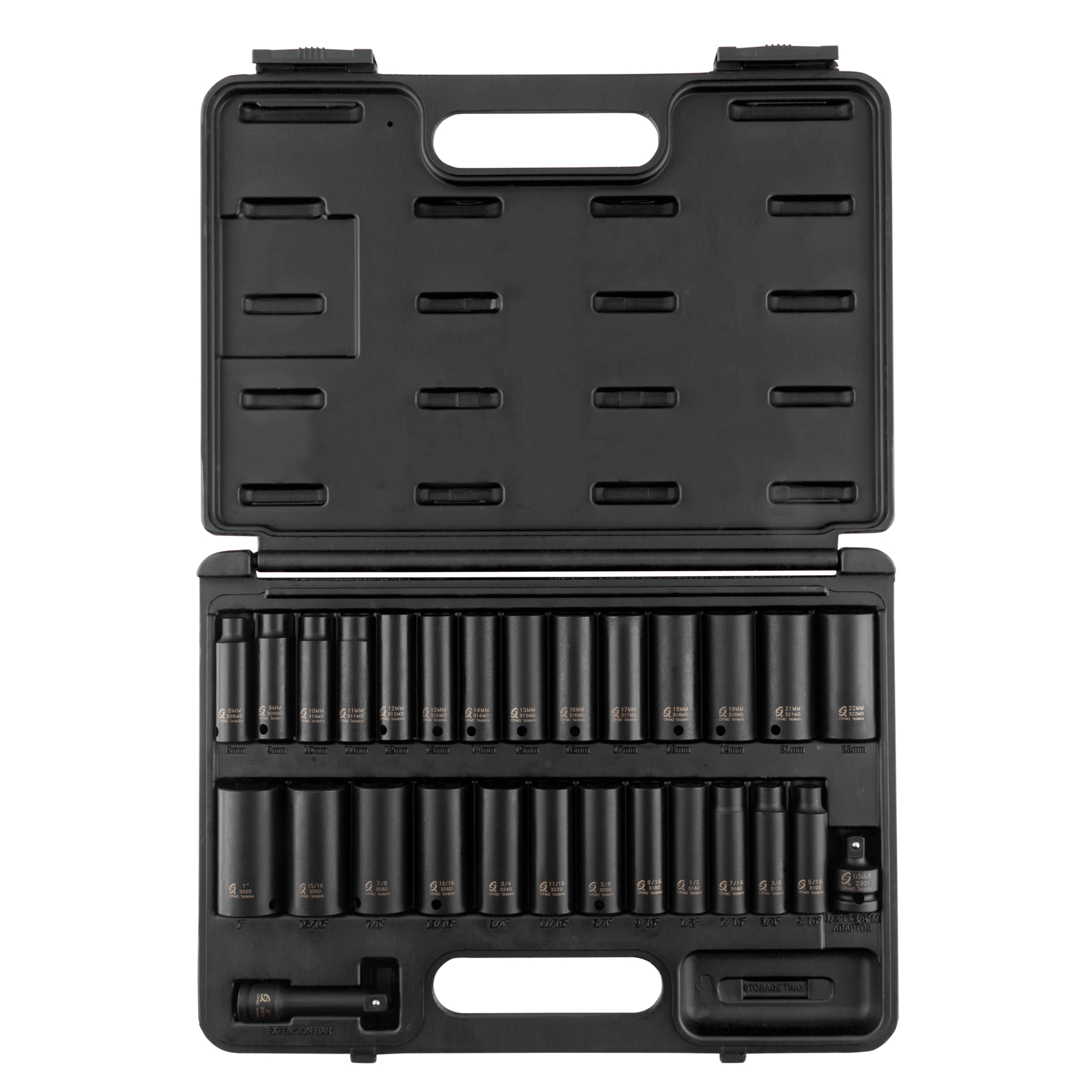 Sunex Tools Master Impact Socket Set — 3/8in. Drive, SAE/Metric, 6-Point, Deep, 28 Pcs, Model# 3360DD